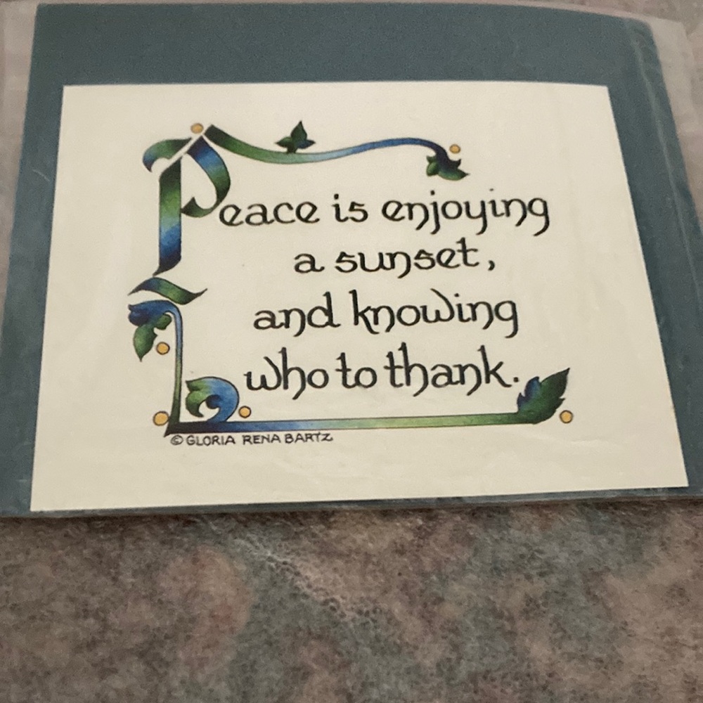 6 by 5 inches saying on cardboard with cardboard backing ready to frame